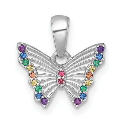 Sterlingsilber Rhodiniert-pl Farbe Nano Crystals Schmetterling Kinder Anhänger