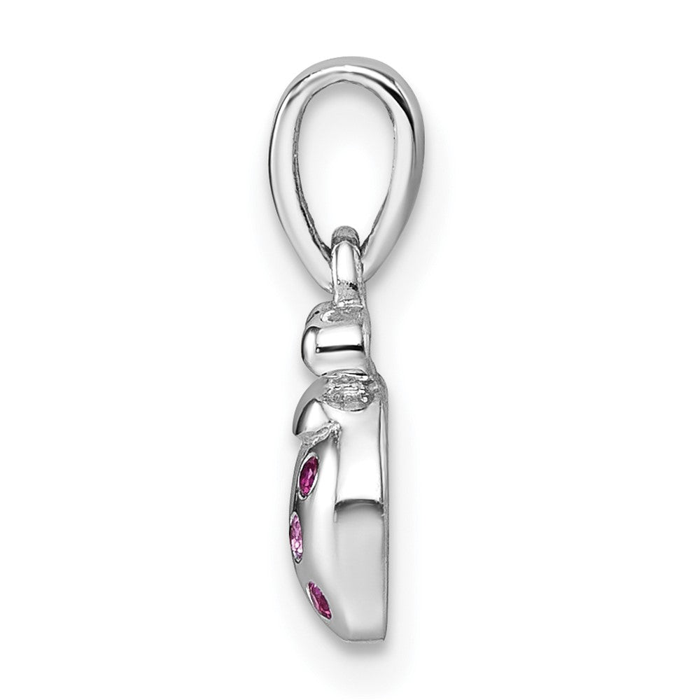 Sterlingsilber Rhodiniert Kinder Rosa Rot Zirkonia Damen Bug Anhänger
