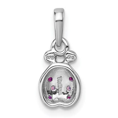 Sterlingsilber Rhodiniert Kinder Rosa Rot Zirkonia Damen Bug Anhänger