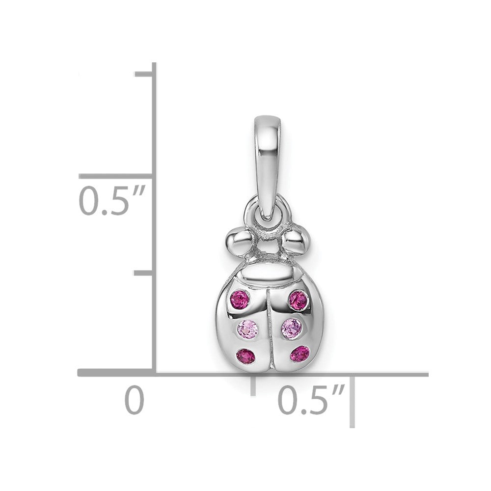 Sterlingsilber Rhodiniert Kinder Rosa Rot Zirkonia Damen Bug Anhänger