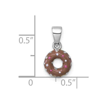 Sterlingsilber Rhodiniert Kinder Emaille Donut Anhänger