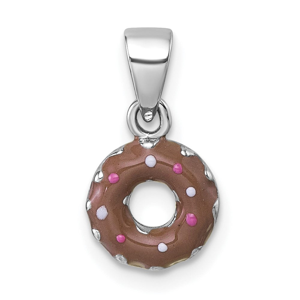 Sterlingsilber Rhodiniert Kinder Emaille Donut Anhänger