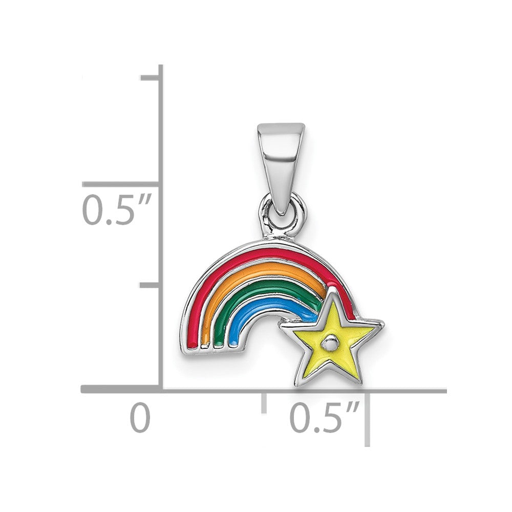 Sterlingsilber Rhodiniert Kinder Emaille Regenbogen Stern Anhänger
