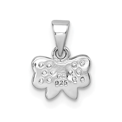 Sterlingsilber Rhodiniert Kinder Zirkonia Emaille Schleife Anhänger