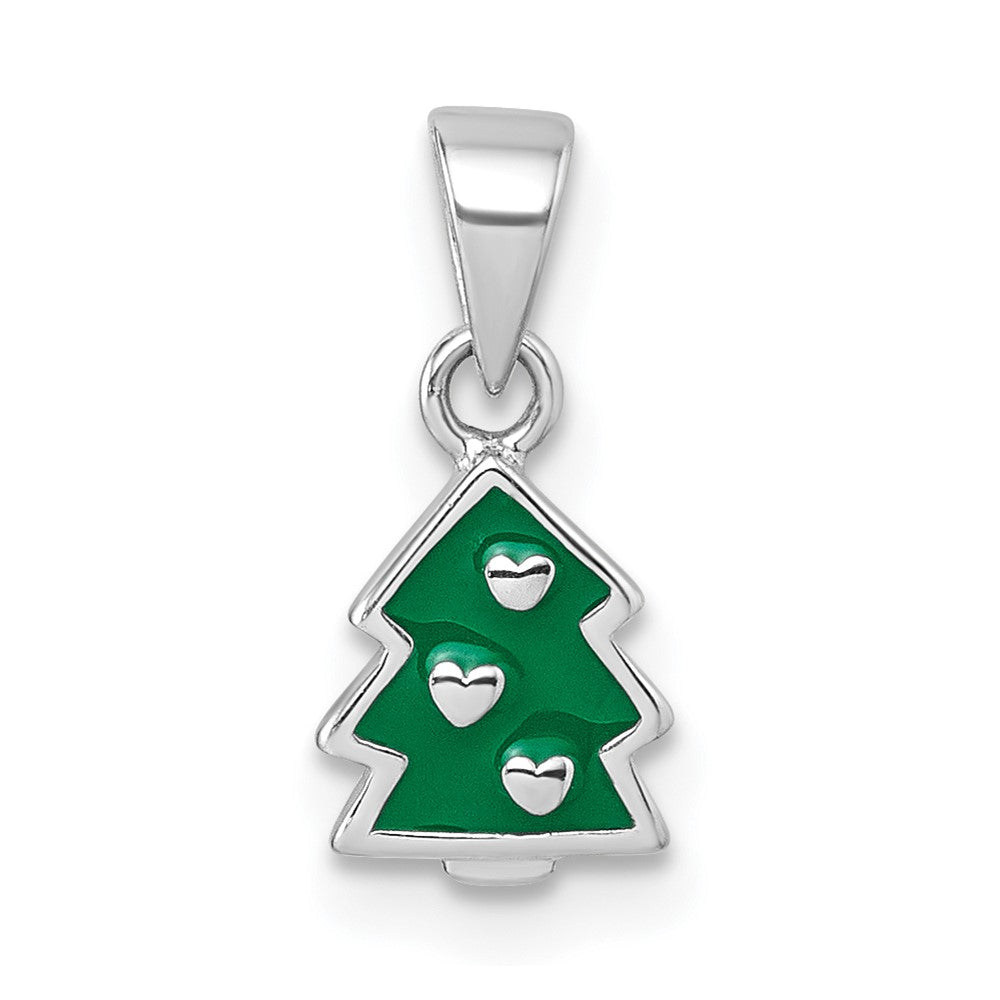 Sterlingsilber Rhodiniert Kinder Emaille Weihnachten Baum Anhänger