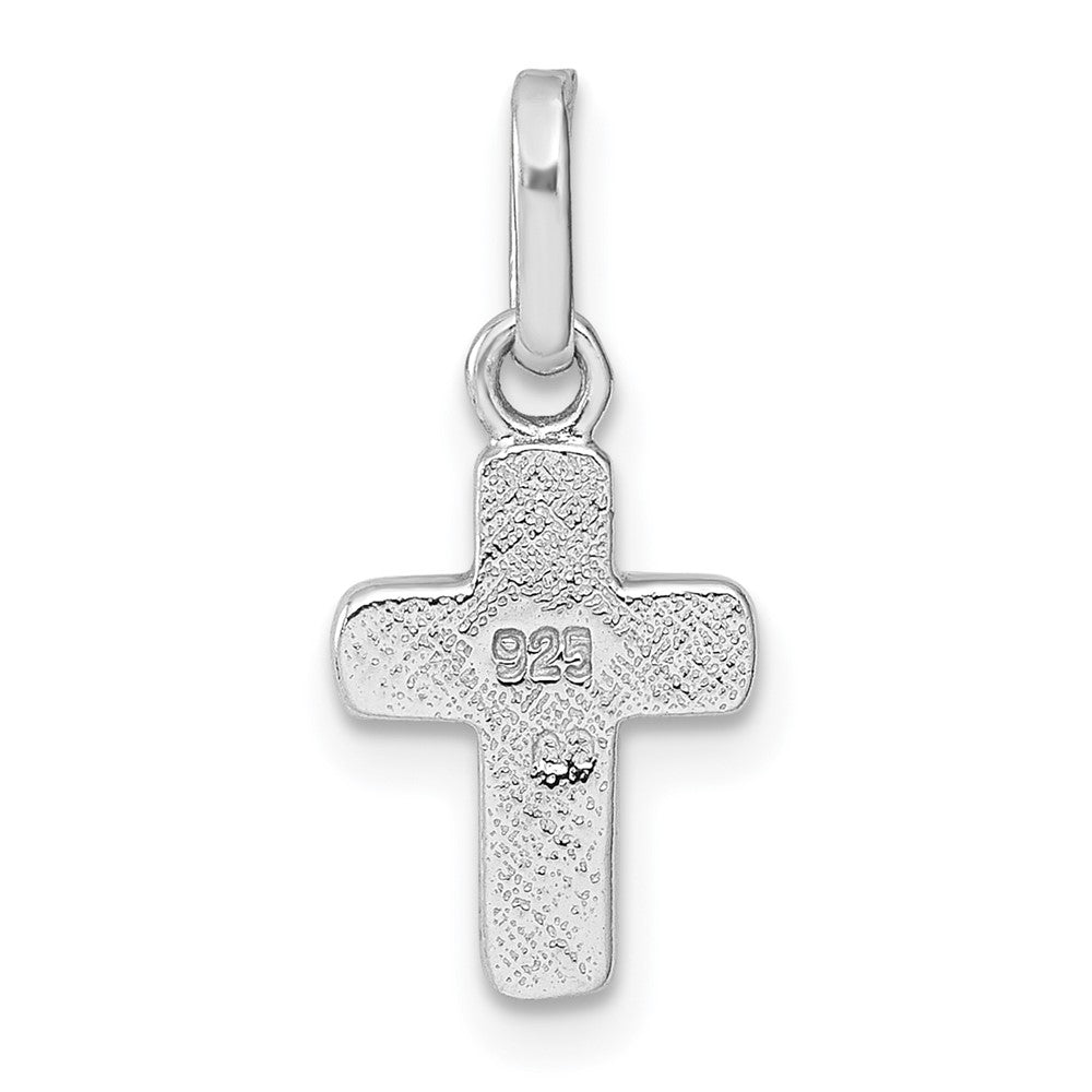 Sterlingsilber Rhodiniert Kinder Emaille Blau Kreuz Anhänger