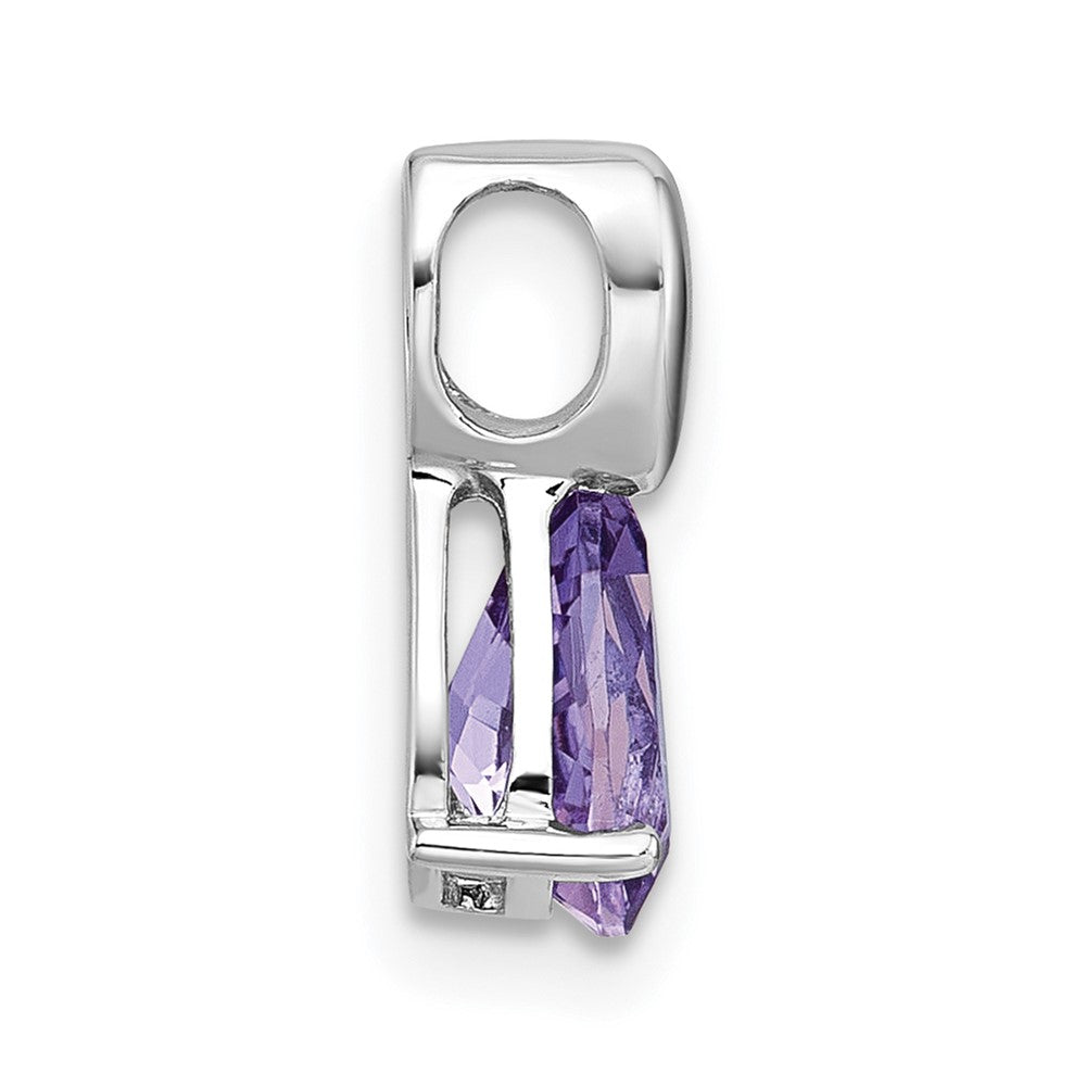 Sterlingsilber Rhodiniert Poliert Amethyst Tropfen Kette Anhänger