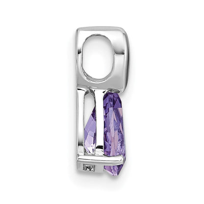 Sterlingsilber Rhodiniert Poliert Amethyst Tropfen Kette Anhänger