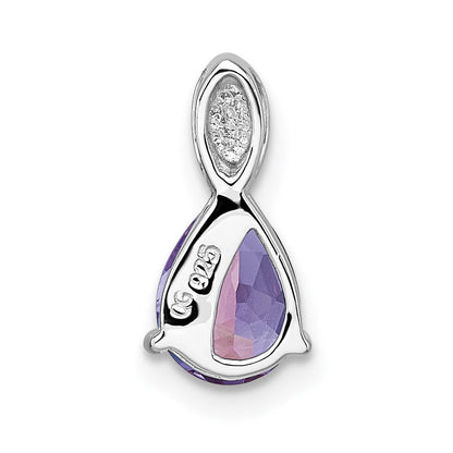 Sterlingsilber Rhodiniert Poliert Amethyst Tropfen Kette Anhänger