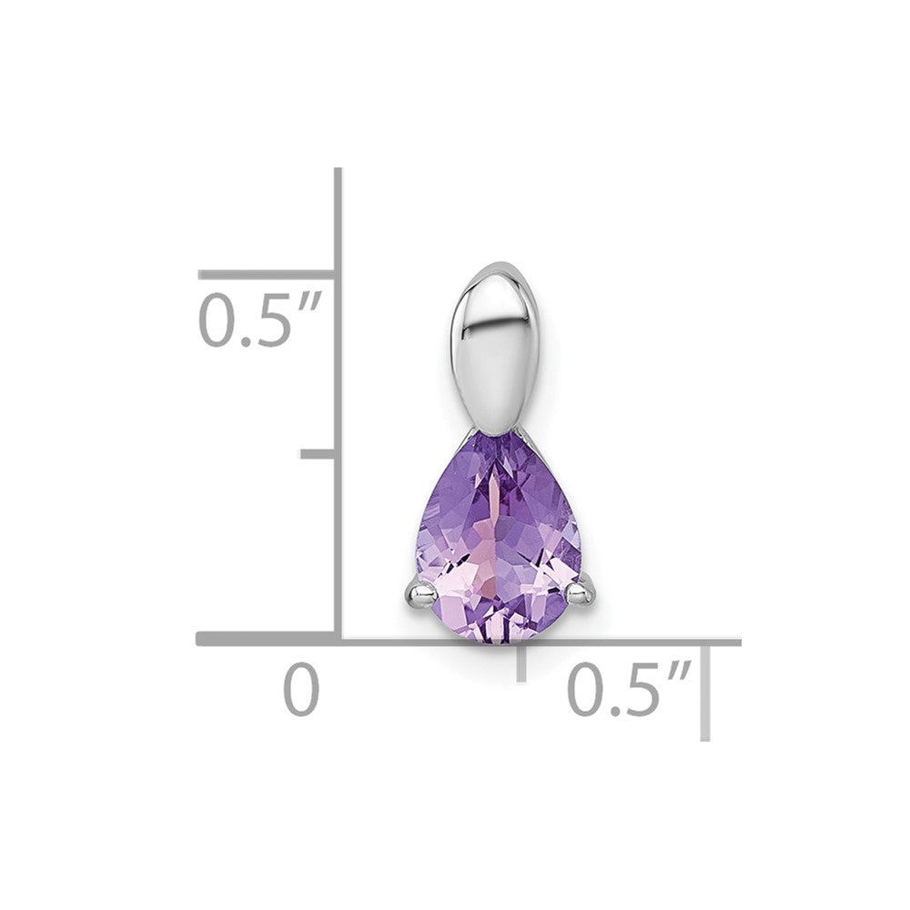 Sterlingsilber Rhodiniert Poliert Amethyst Tropfen Kette Anhänger