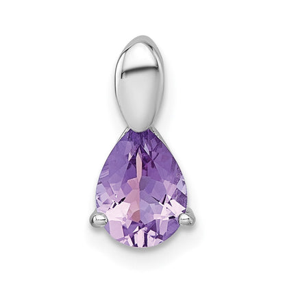 Sterlingsilber Rhodiniert Poliert Amethyst Tropfen Kette Anhänger