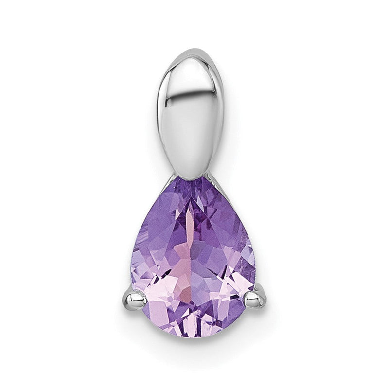 Sterlingsilber Rhodiniert Poliert Amethyst Tropfen Kette Anhänger