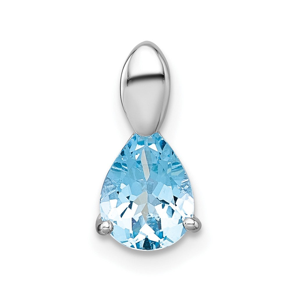 Sterlingsilber Rhodiniert Poliert Blautopas Tropfen Kette Anhänger