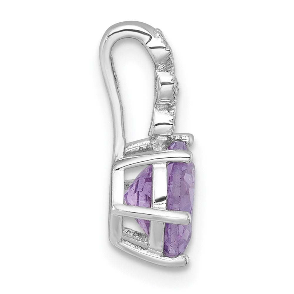 Sterlingsilber Rhodiniert Poliert Amethyst und Weiß Topas Kette Anhänger