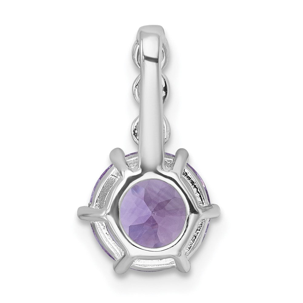 Sterlingsilber Rhodiniert Poliert Amethyst und Weiß Topas Kette Anhänger