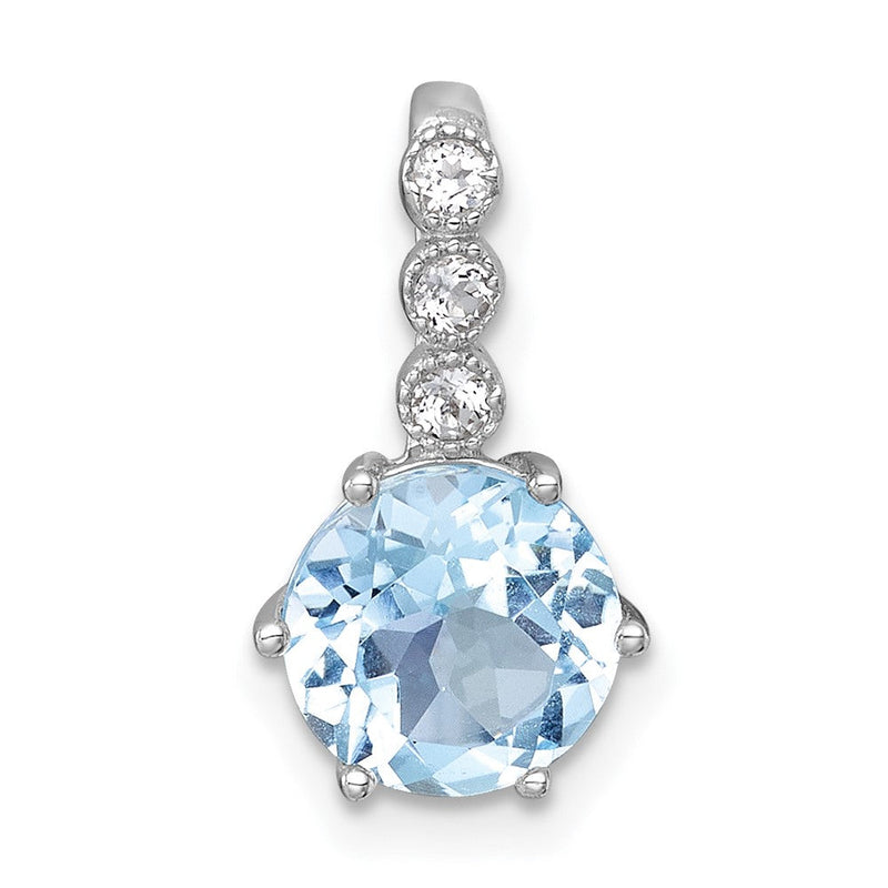 Sterlingsilber Rhodiniert Poliert Blautopas und Weiß Topas Kette Anhänger