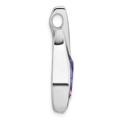 Sterlingsilber Rhodiniert Poliert Amethyst Tropfen Kette Anhänger