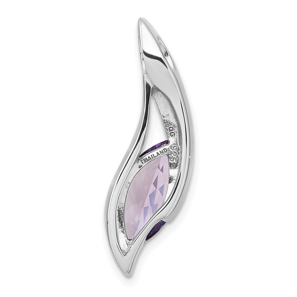 Sterlingsilber Rhodiniert Poliert Amethyst Tropfen Kette Anhänger