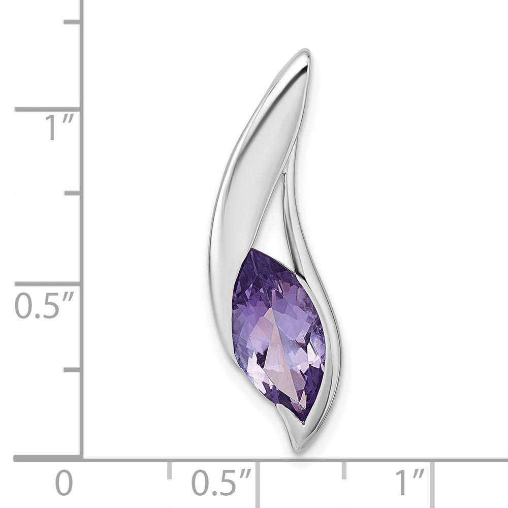 Sterlingsilber Rhodiniert Poliert Amethyst Tropfen Kette Anhänger