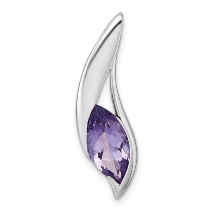 Sterlingsilber Rhodiniert Poliert Amethyst Tropfen Kette Anhänger