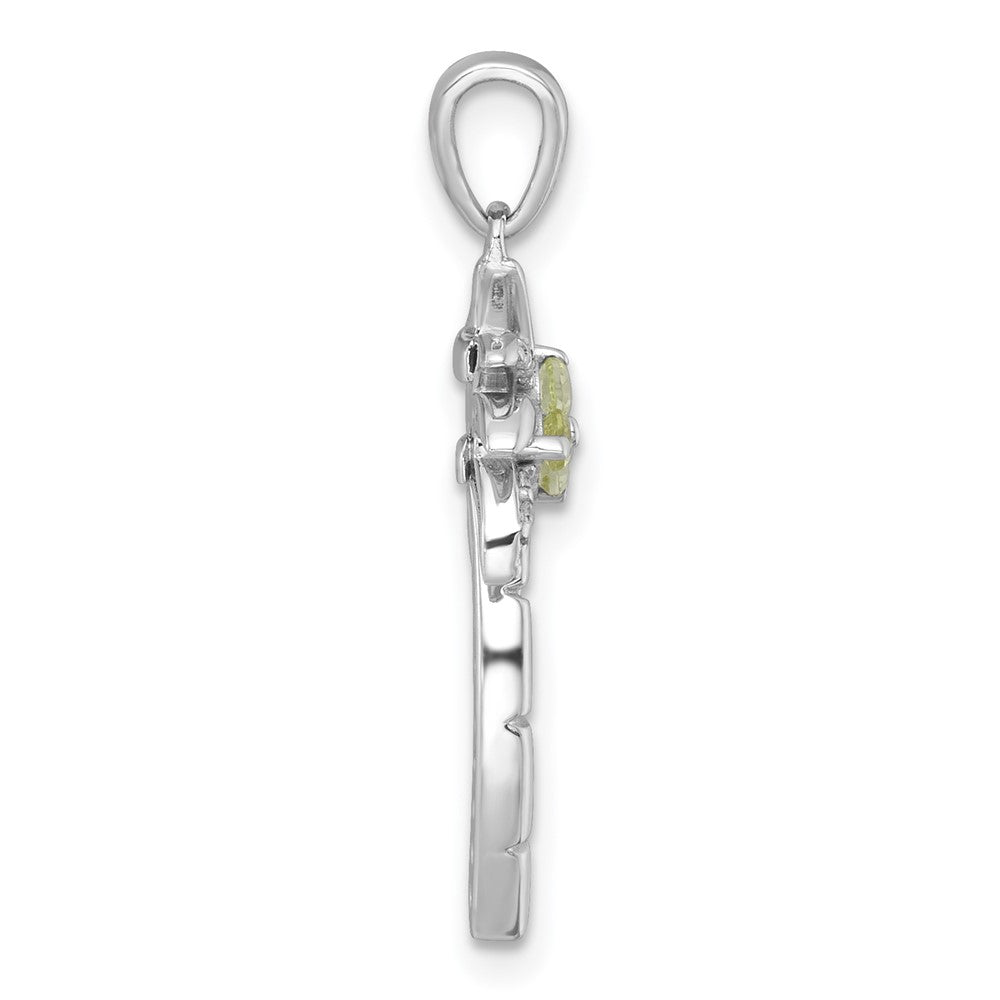 Sterlingsilber Rhodiniert Gerillt Peridot/white Topas Palme Baum Anhänger