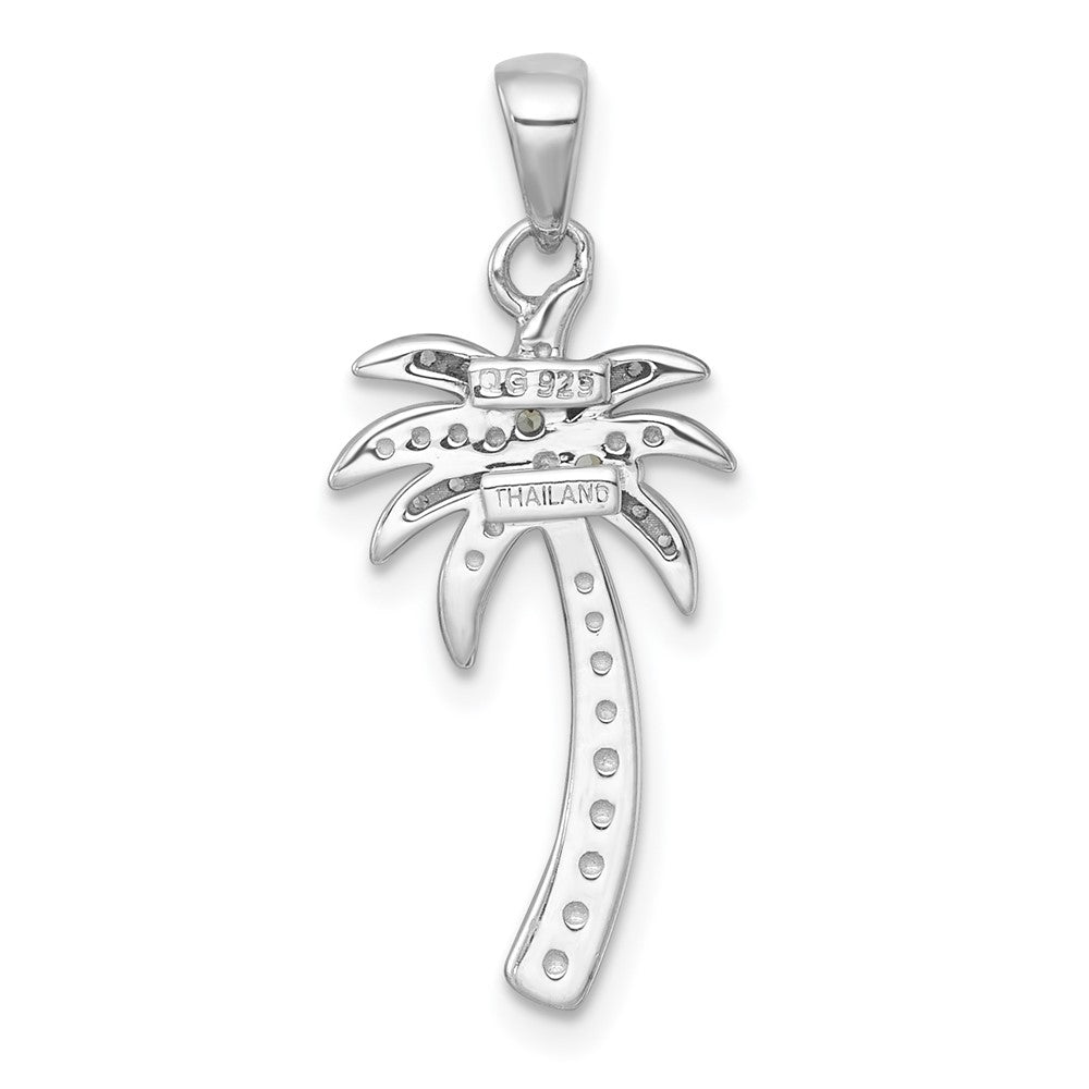 Sterlingsilber Rhodiniert Gerillt Peridot/white Topas Palme Baum Anhänger