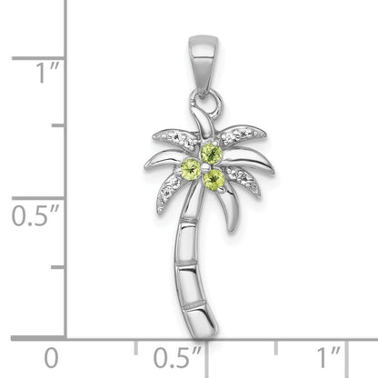 Sterlingsilber Rhodiniert Gerillt Peridot/white Topas Palme Baum Anhänger