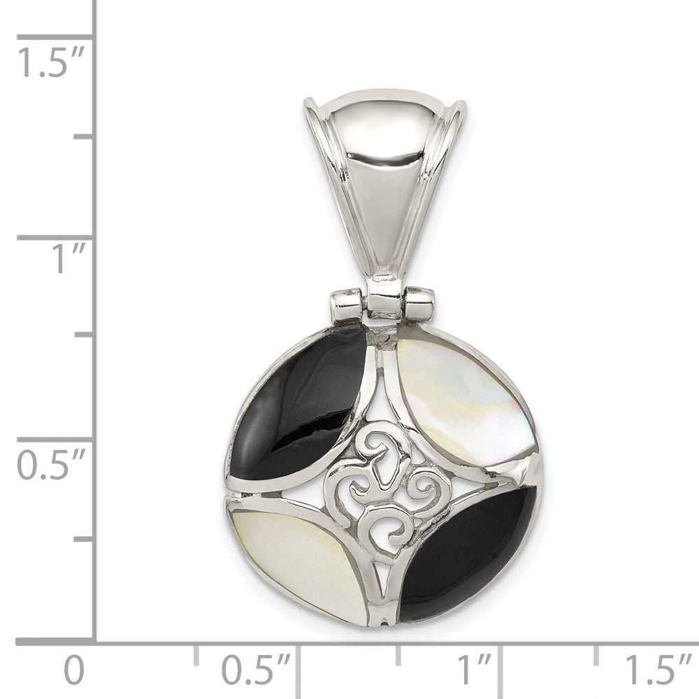 Sterlingsilber Schwarz Onyx & Perlmutt Anhänger