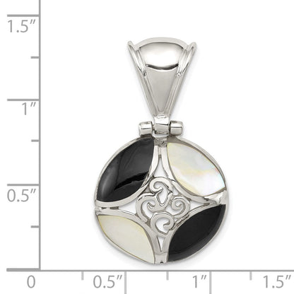 Sterlingsilber Schwarz Onyx & Perlmutt Anhänger