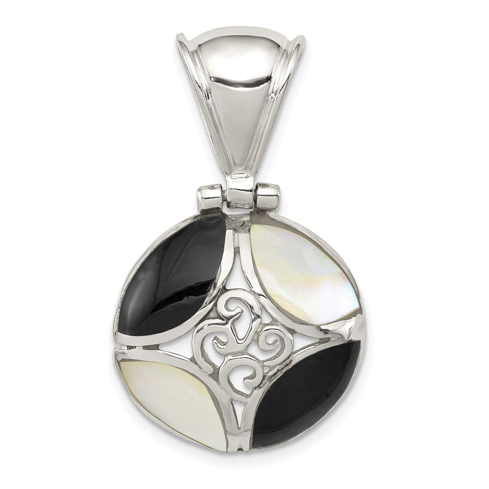 Sterlingsilber Schwarz Onyx & Perlmutt Anhänger