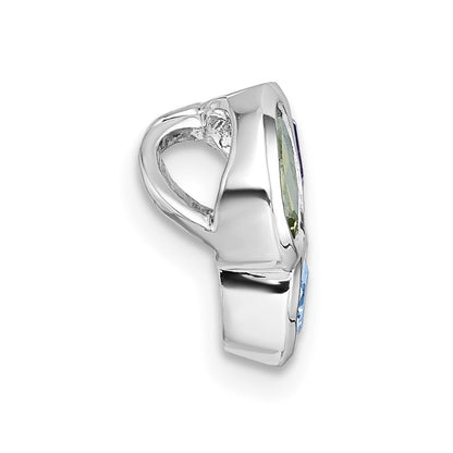 Sterlingsilber Rhodiniert Poliert Blautopas /peridot/amethyst Kette Anhänger