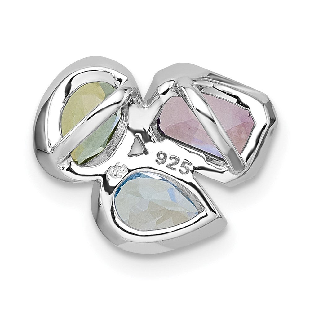 Sterlingsilber Rhodiniert Poliert Blautopas /peridot/amethyst Kette Anhänger