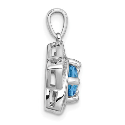 Sterlingsilber Rhodiniert Licht Schweizer Blautopas /white Topas Stern Anhänger