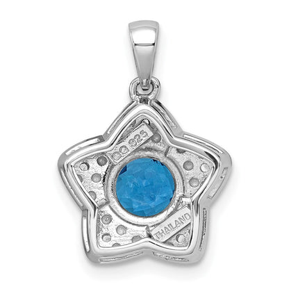 Sterlingsilber Rhodiniert Licht Schweizer Blautopas /white Topas Stern Anhänger