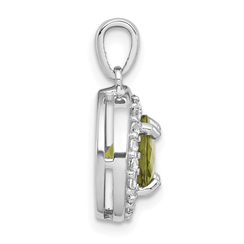 Sterlingsilber Rhodiniert Poliert Fantasie Peridot und Weiß Topas Kreis Anhänger