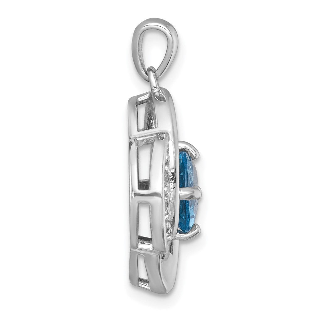 Sterlingsilber Rhodiniert Poliert Licht Schweizer Blautopas /white Topas Anhänger