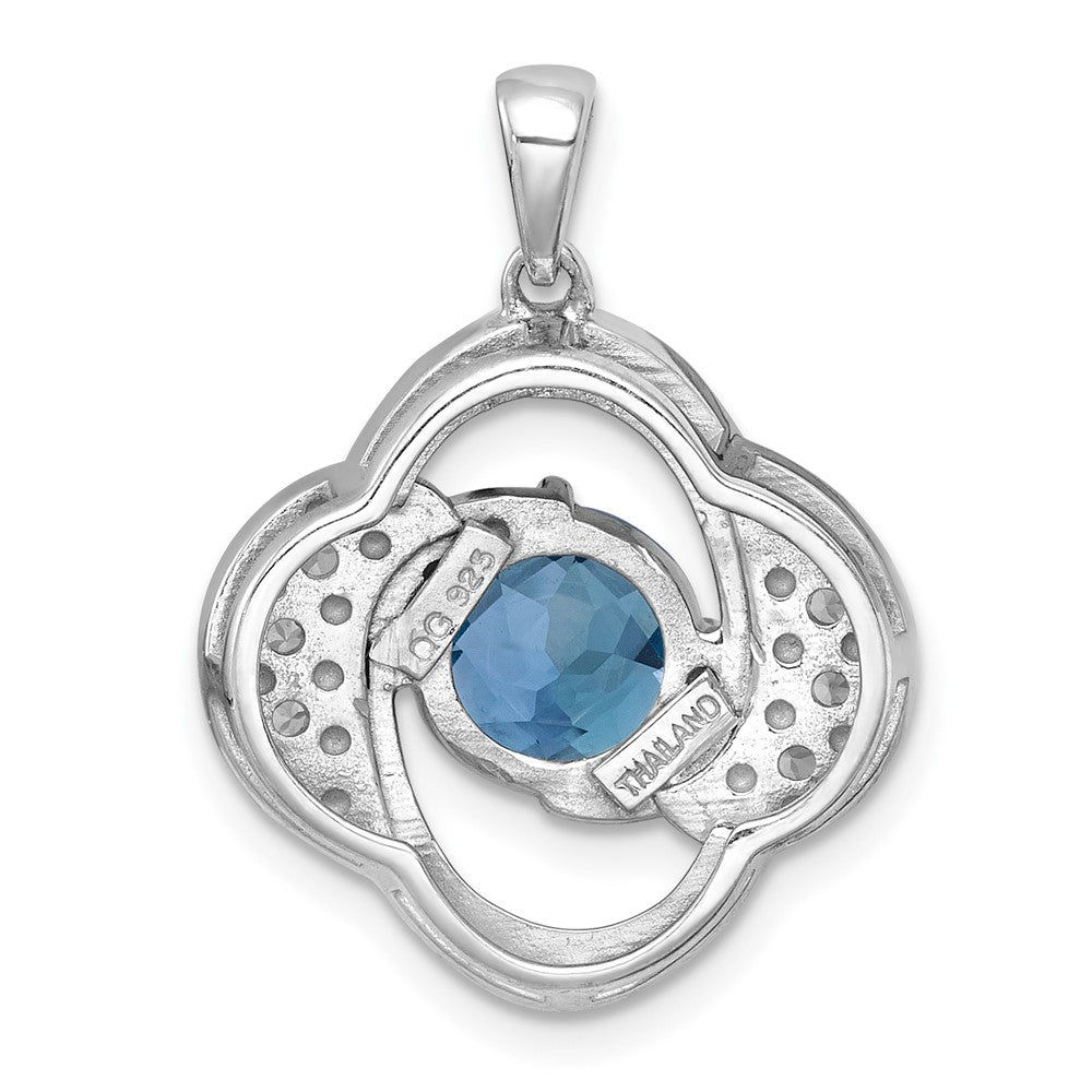 Sterlingsilber Rhodiniert Poliert Licht Schweizer Blautopas /white Topas Anhänger