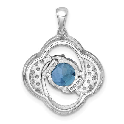 Sterlingsilber Rhodiniert Poliert Licht Schweizer Blautopas /white Topas Anhänger