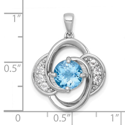 Sterlingsilber Rhodiniert Poliert Licht Schweizer Blautopas /white Topas Anhänger
