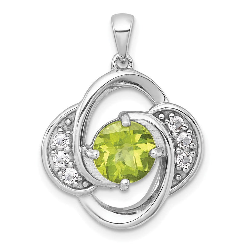 Sterlingsilber Rhodiniert Poliert Fantasie Peridot und Weiß Topas Anhänger