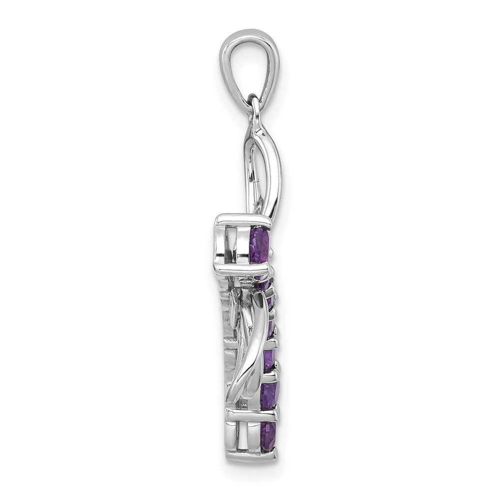 Sterlingsilber Rhodiniert Poliert Amethyst Libelle Anhänger