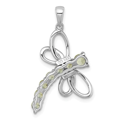 Sterlingsilber Rhodiniert Poliert Peridot Libelle Anhänger