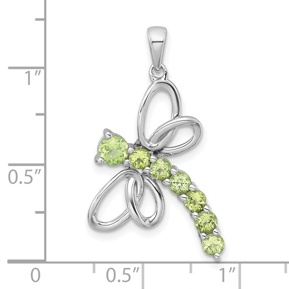 Sterlingsilber Rhodiniert Poliert Peridot Libelle Anhänger