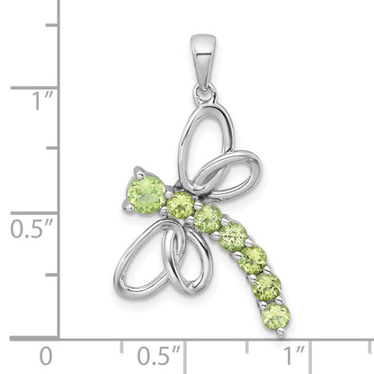 Sterlingsilber Rhodiniert Poliert Peridot Libelle Anhänger