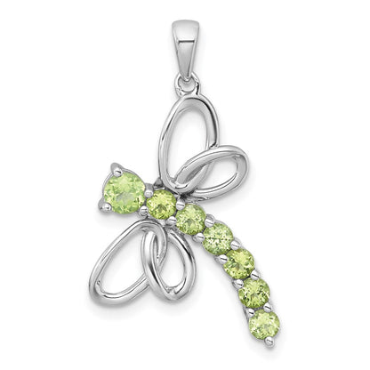 Sterlingsilber Rhodiniert Poliert Peridot Libelle Anhänger