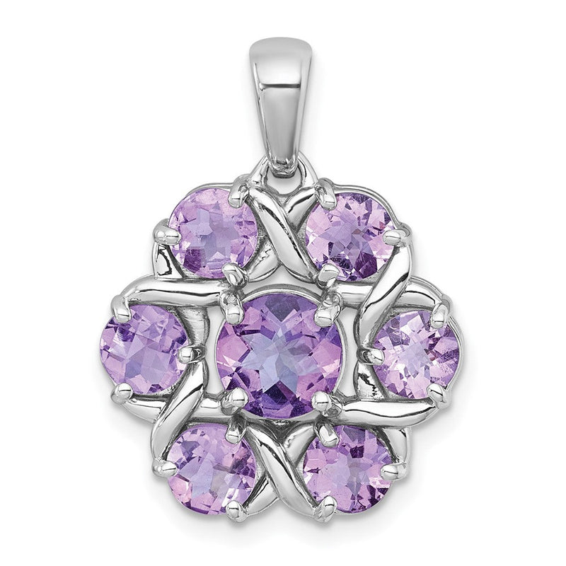 Sterlingsilber Rhodiniert Amethyst/rose De France Quarz Blume Anhänger