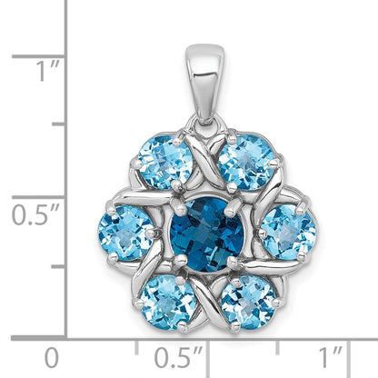Sterlingsilber Rhodiniert Poliert London Bt/light Schweizer Bt Blume Anhänger