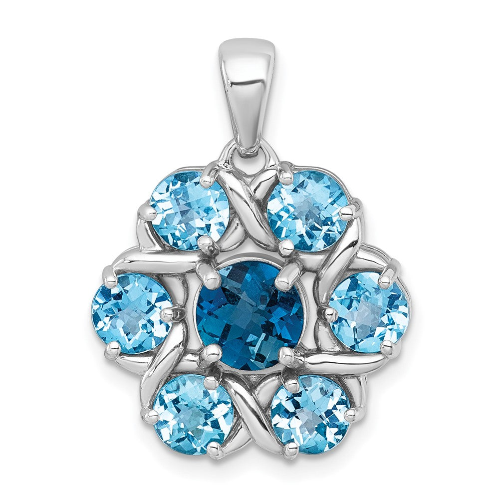 Sterlingsilber Rhodiniert Poliert London Bt/light Schweizer Bt Blume Anhänger