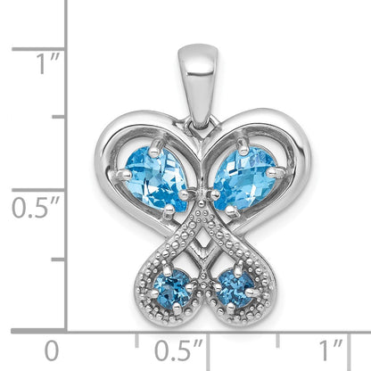 Sterlingsilber Rhodiniert Poliert Lsbt und London Bt Herz Schmetterling Anhänger