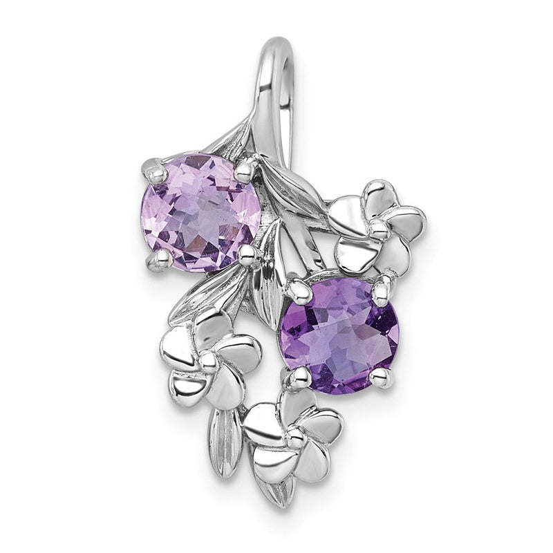 Sterlingsilber Rhodiniert Strukturiert Am/rose De France Quarz Blumen Kette Anhänger